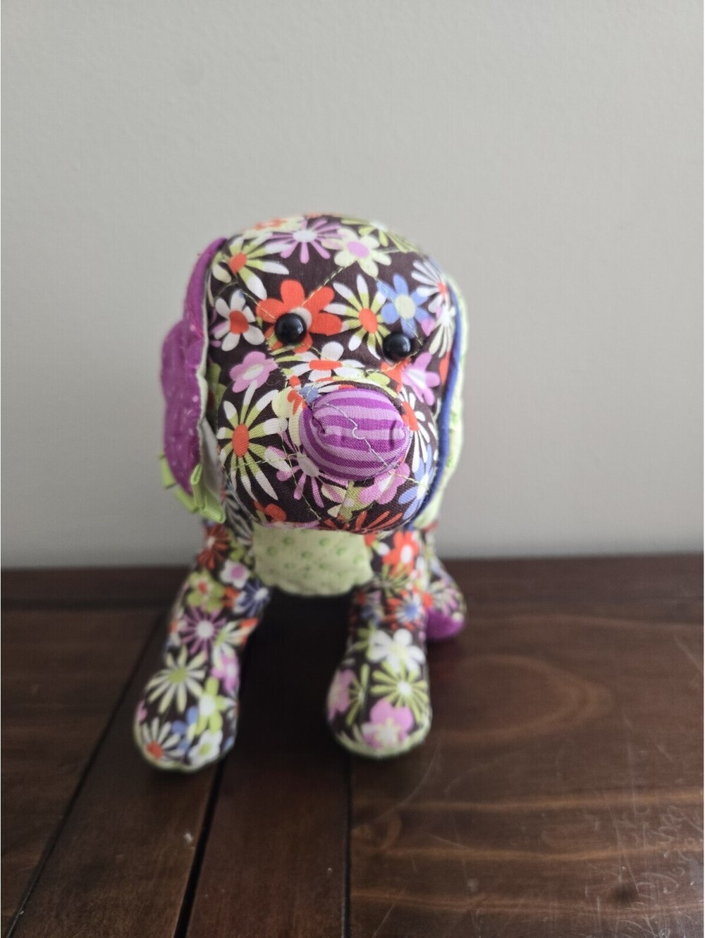 Plush Dog Flower Pattern 2011 Stuffed Toy Purple Multicolor 10" Douglas Stuffy